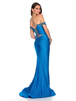 This dress features a corset bodice with detachable beaded straps, a lace-up back with ruching detail and a fitted skirt with a high side slit. This dress is elegant and could be perfect for your next prom or formal event.  DJ 11390