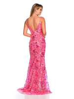 This dress features a v-neckline with spaghetti straps, and an open v-back, sequin mesh fabric and a fitted silhouette. This gown is glamorous and could be just the vibe for your next prom or formal event!  DJ 11447