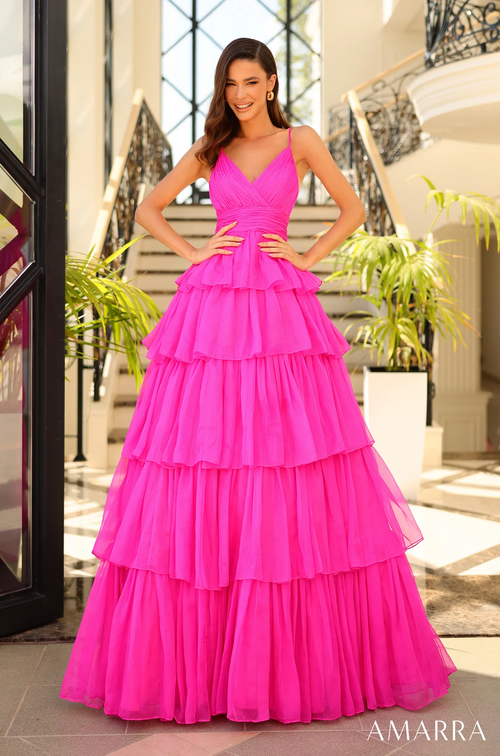 <p><span>Made with layers of premium soft satin and tulle, this dress features a wrapped Basque waistline that shapes your hips as the dress flows into a magnificent A-line silhouette. The V-shaped neck has spaghetti straps with a tiered tulle bottom with a low scoop zipper back. This dress is playful and elegant and could be perfect for your next prom or formal event.</span></p> <p>AUA 88878</p>