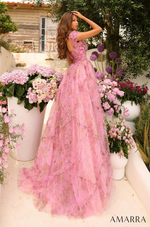 Turn your prom evening into a wondrous fairy tale with our gorgeous long flowery tulle dress with a sabrina neckline, a modest cap sleeve, and a lace-up back. Designed purely out of tulle, the bodice of the dress is filled with flower designs with a fitted waistline and then cascades down to the gathers of the long skirt. If you are looking for extra coverage this dress is a stunning choice.   AUA 94044