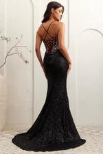 This dress features a fitted silhouette, skirt slit, sweetheart neckline, sequin fabric, floral details along the bodice, with a corset and lace up back. Add a pair of simple heels for a fun prom look.

ACE 7061