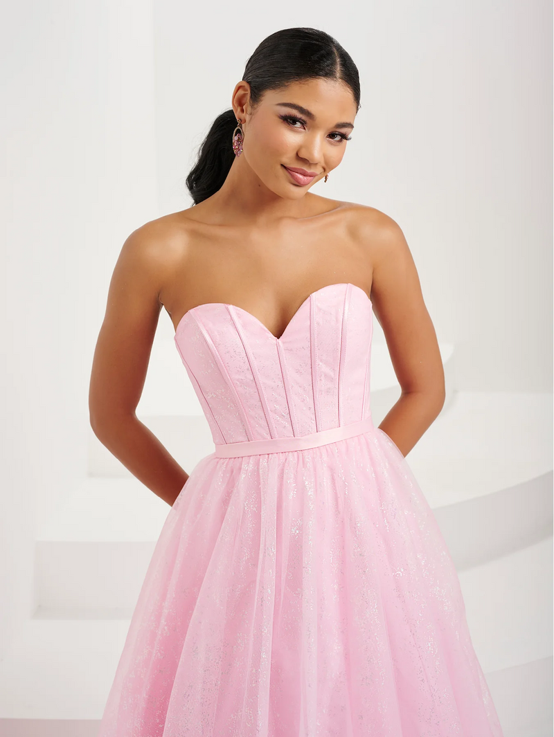 benton bustier strapless dress pink Strapless Bustier Sequin Maxi Dress Coral Pink