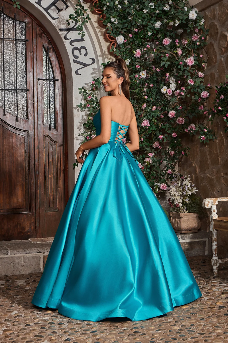 caspian blue dress Lady Black Tie - Caspian Gown - Evening Dress With Beaded Corset Bodice
