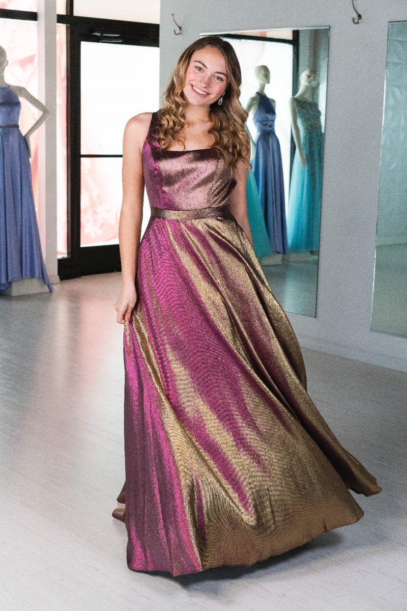 Shimmer Maxi tiered Dress in Gold – Benoit